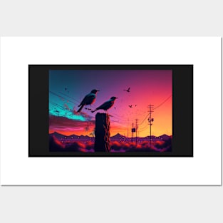 Neon colored bird nest Posters and Art